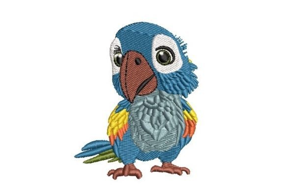 Cartooned Parrot Embroidery Design