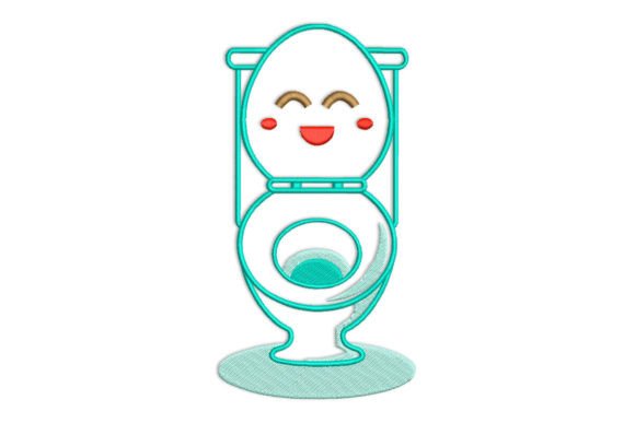 Cute Toilet Bowl Embroidery Design