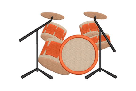 Drum Set Musical Instrument Embroidery