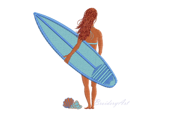 Surfer Girl Embroidery Design