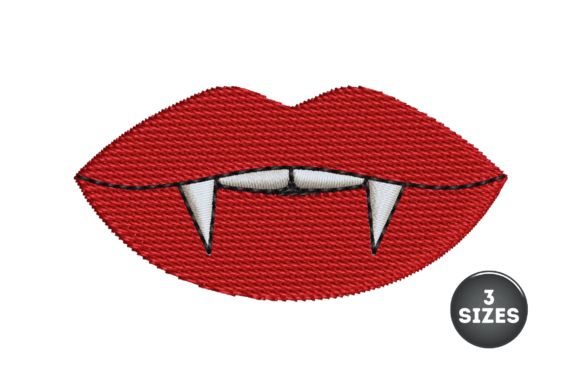Vampire Teeth Embroidery Design